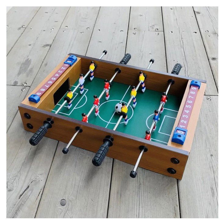 Jocuri de societate - Mini Masa de Fotbal cu Teren si 12 Jucatori Flippy, 4 Manere, cu Tablou pentru Scor, din Metal, Lemn si ABS, 34.5 x 23 x 7 cm, pentru copii/adulti