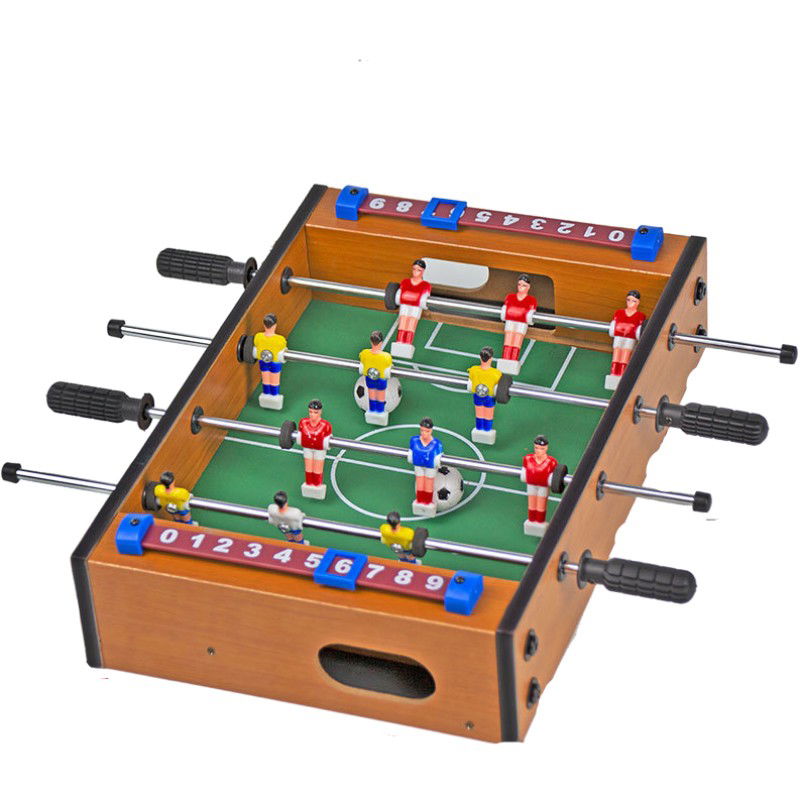 50 - 100 LEI - Mini Masa de Fotbal cu Teren si 12 Jucatori Flippy, 4 Manere, cu Tablou pentru Scor, din Metal, Lemn si ABS, 34.5 x 23 x 7 cm, pentru copii/adulti