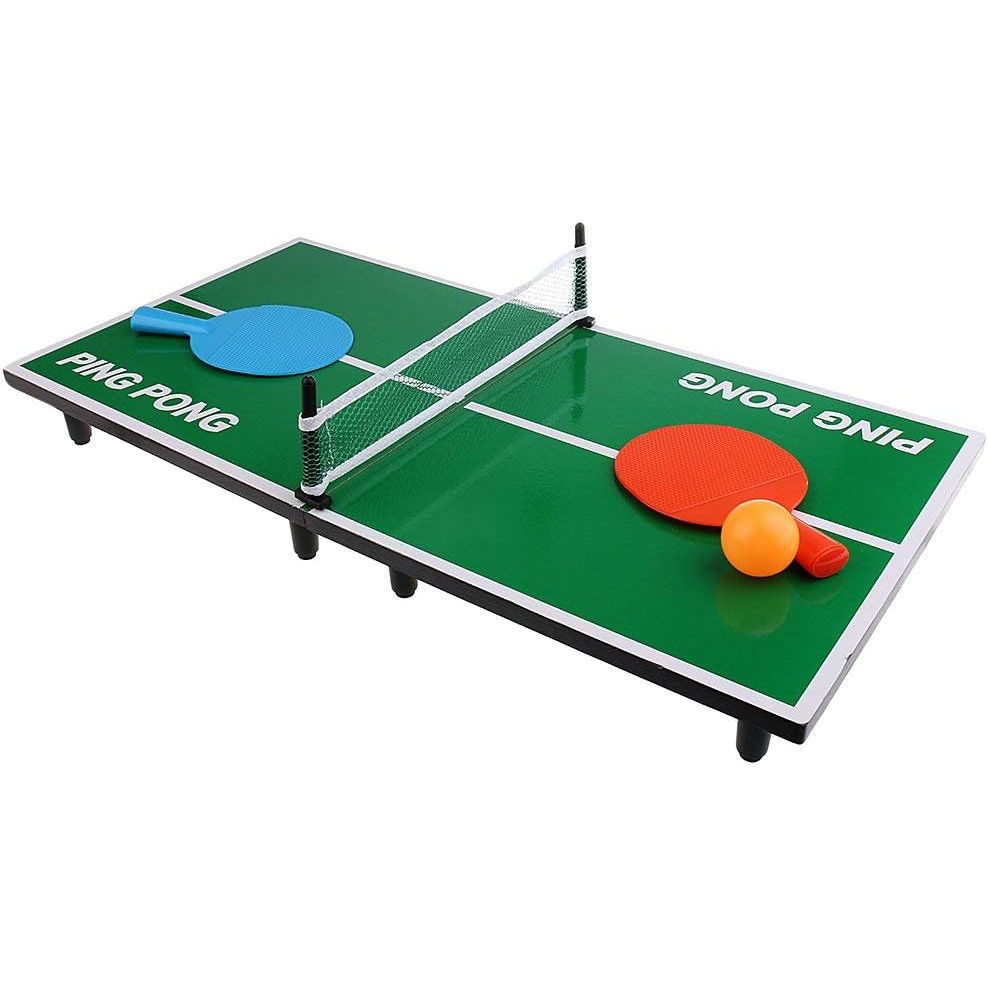 Mini Masa de Ping Pong Flippy, pentru interior, Material Lemn, 60 x 10 x 30 cm, 2 mingi, portabila, verde [4]