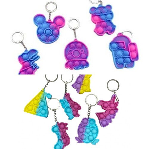 10 - 25 LEI - Mini POP IT Jucarie Push Pop Bubble Fidget Breloc, Modele diverse, Multicolor,Model random