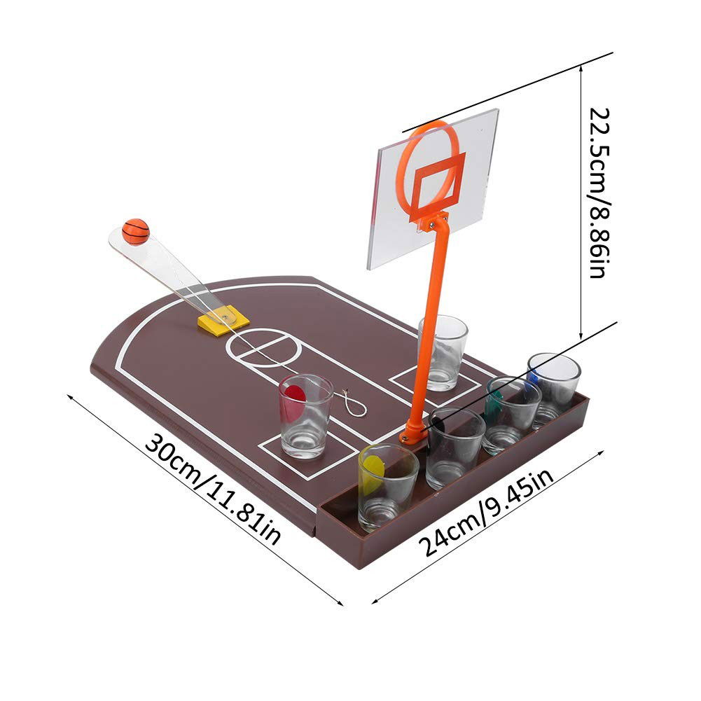 Jocuri de societate - Joc de baut tip baschet Flippy, arunca mingea si accepta provocarea, pahare de shot din sticla, 30 x 22.5 x 24 cm, multicolor