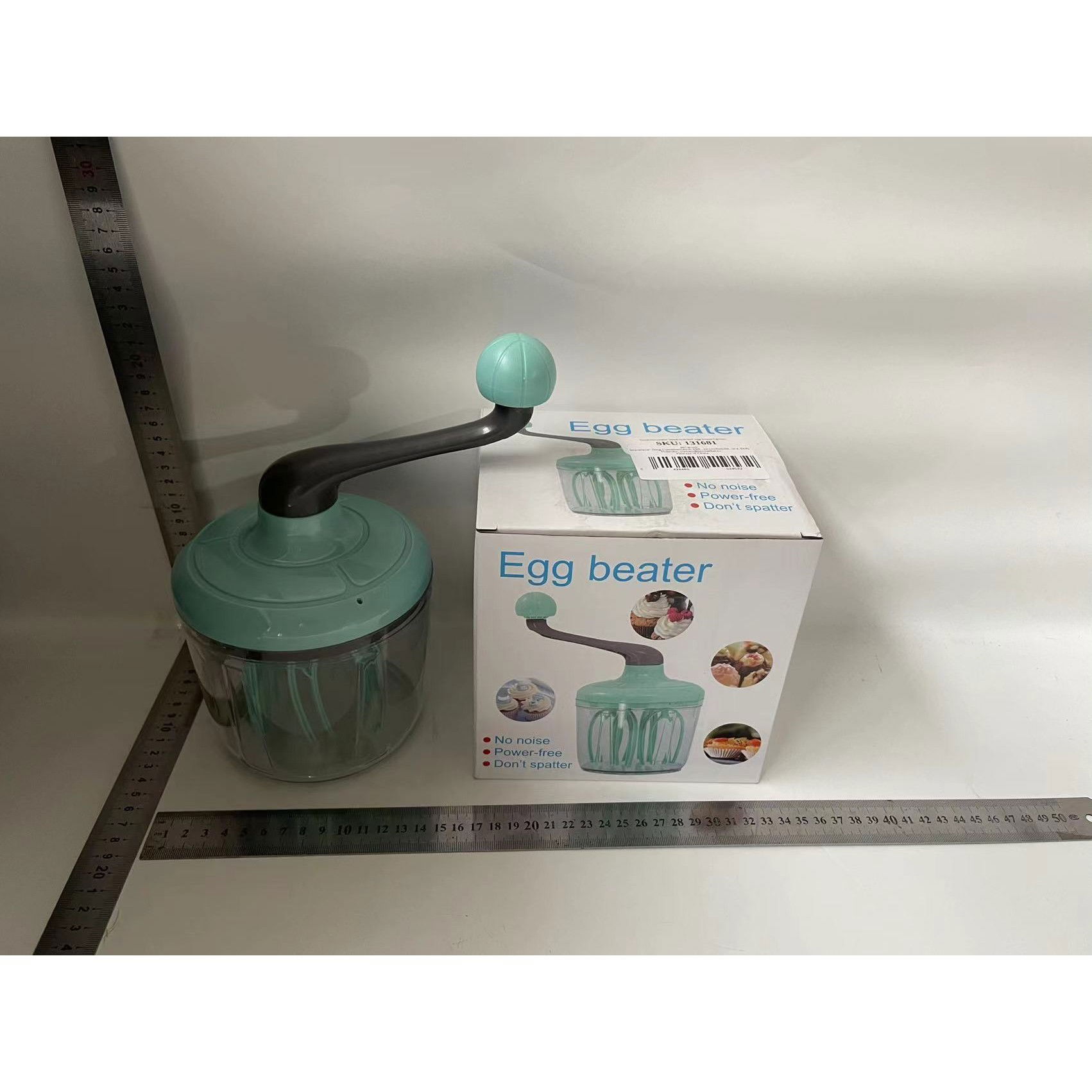 Mixer Manual, Flippy, pentru Oua Smantana Frisca Aluat, Maner Plastic, Usor de Utilizat si Depozitat, Bol Transparent, 24.5 x 11.5 cm Verde [6]