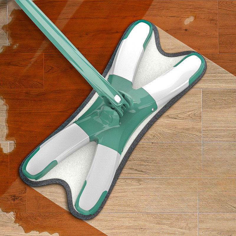 Pentru casa - Mop Plat cu Laveta din Microfibra, Flippy, Pentru Uz Casnic, Sistem de Stoarcere X, Tija Telescopica 140 cm, Rotire 360°,38 x 140 cm, Verde