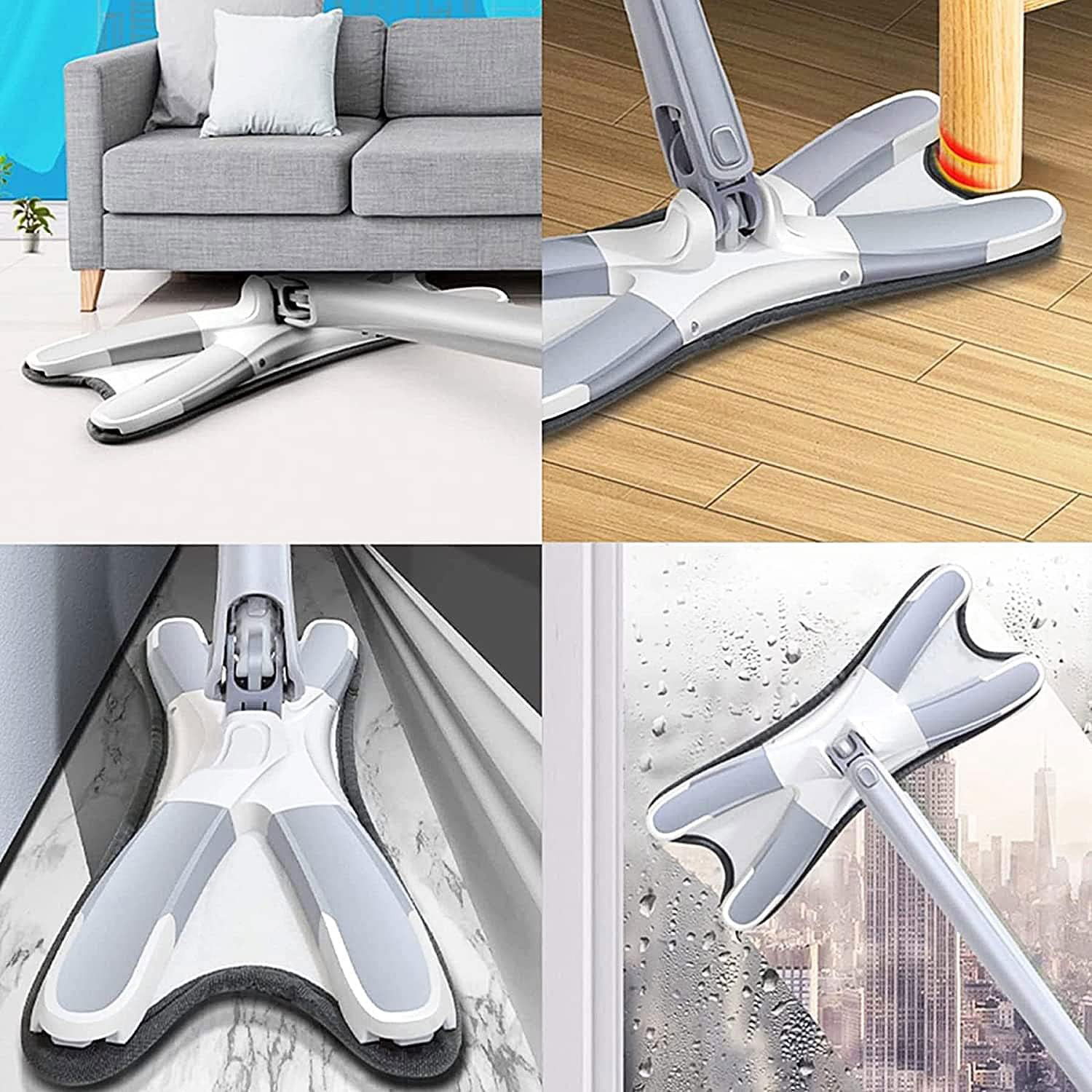 Mop Plat cu Laveta din Microfibra, Flippy, Pentru Uz Casnic, Sistem de Stoarcere X, Tija Telescopica 140 cm, Rotire 360°,38 x 140 cm, Verde [9]