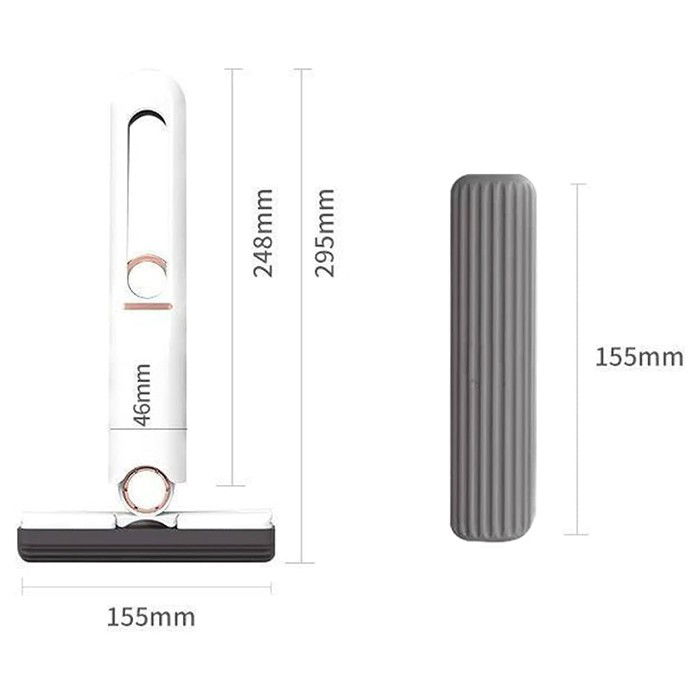 Mop de mana Flippy, mini-portabil, cu sistem de stoarcere, dispozitiv de curatat manual, cu burete absorbant, material PVA, multisuprafete si geamuri, 29.5 x 15.5 cm, alb [7]