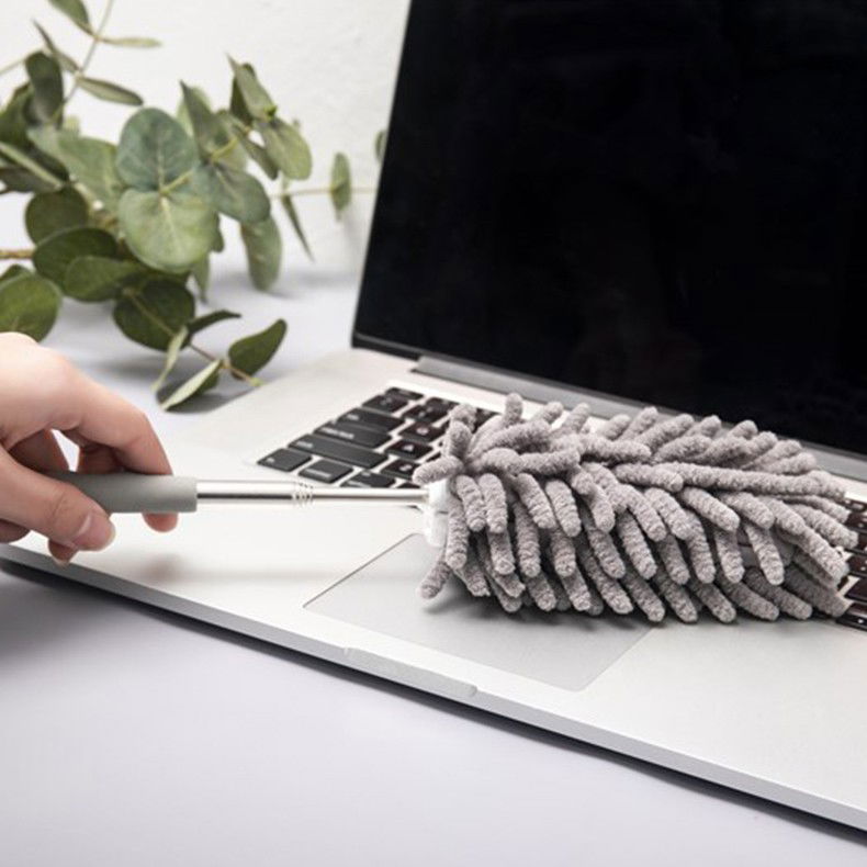 Mop din Microfibra pentru Curatenie, Flippy, Set 2 Capete Detasabil, Mop din Microfibra, Pamatuf pentru Praf, Maner Extensibil, EVA, Impachetate in Sac cu Fermoar, Gri [3]