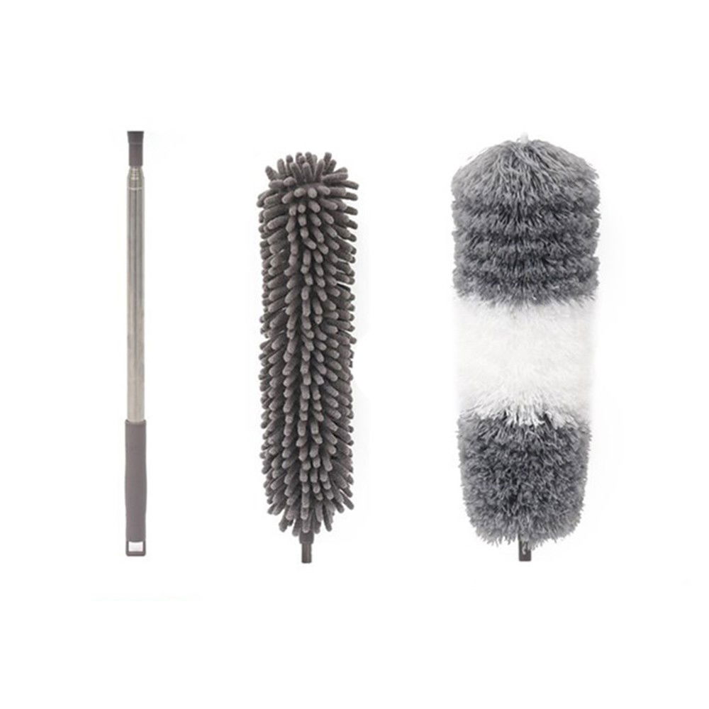 50 - 100 LEI - Mop din Microfibra pentru Curatenie, Flippy, Set 2 Capete Detasabil, Mop din Microfibra, Pamatuf pentru Praf, Maner Extensibil, EVA, Impachetate in Sac cu Fermoar, Gri