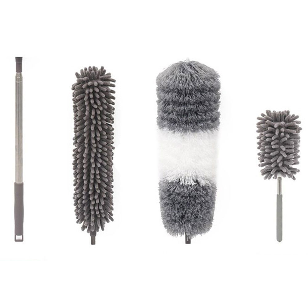 50 - 100 LEI - Mop din Microfibra pentru Curatenie, Flippy, Set 3 Capete Detasabil, Mop din Microfibra, Pamatuf pentru Praf, Mini Perie, Maner Extensibil, EVA, Impachetate in Sac cu Fermoar, Gri