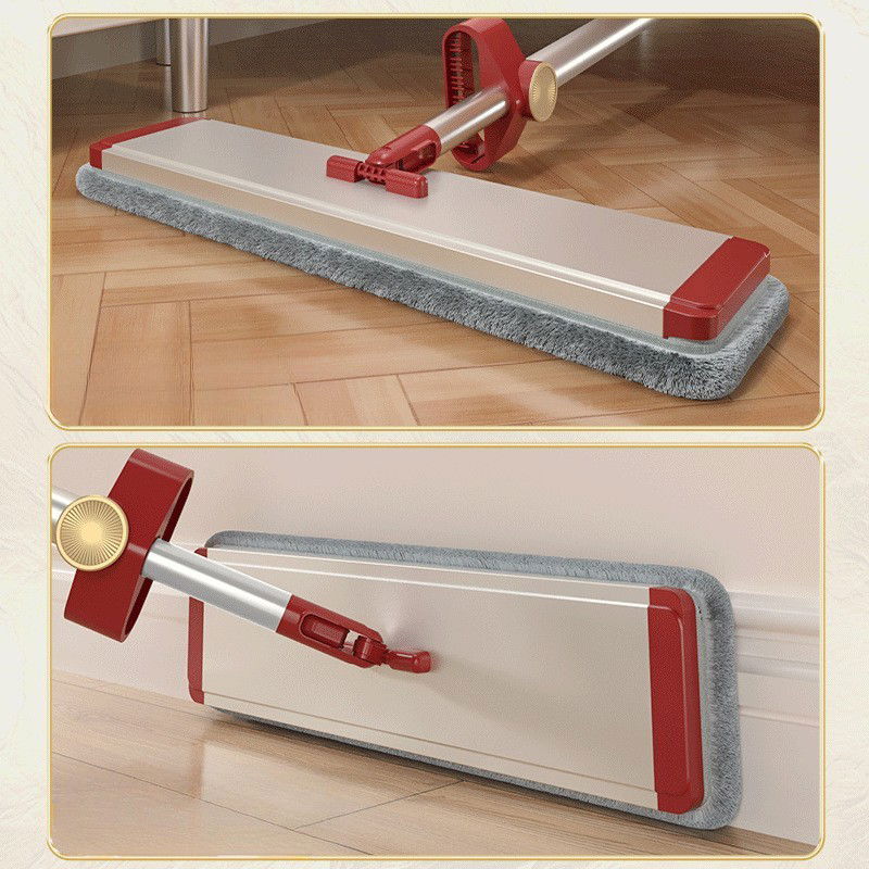 Mop Plat cu Laveta din Microfibra, Flippy, Pentru Uz Casnic, cu 2 Lavete Incluse, Sistem de Stoarcere, Tija Telescopica 130 cm, Rotire 360°, 42 x 130 cm, Rosu [7]