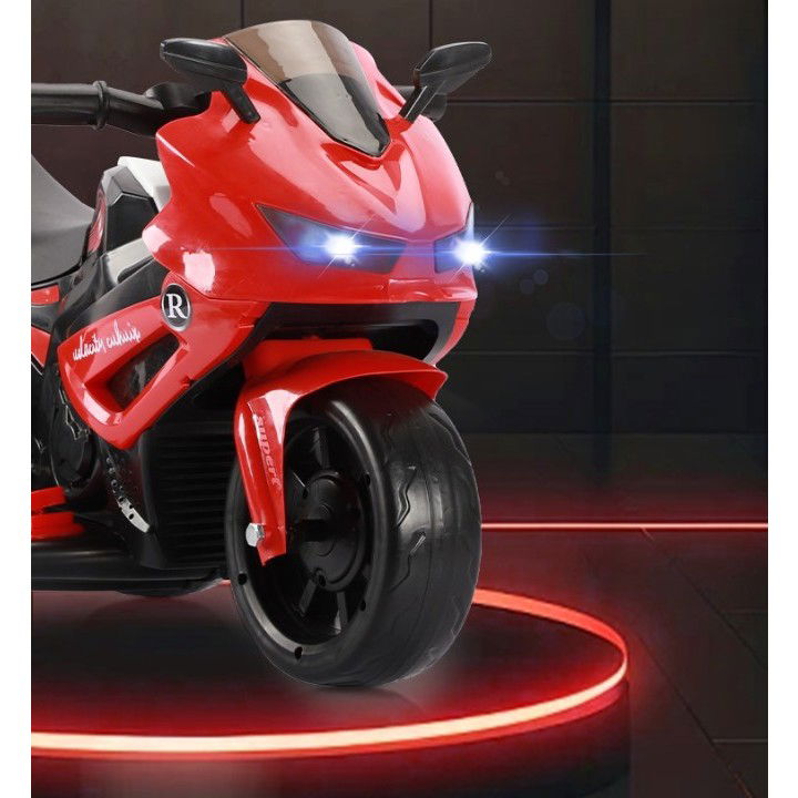 Motocicletă Electrică cu 3 Roti, Flippy, Acumulator Încarcare, Anti-Rasturnare, Lumini, Sunete, Off-Road, Baterie 6V 4.5Ah, 66x34x43cm, Rosu [3]