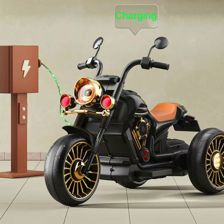 Tricicleta Electrica pentru Copii, Flippy, cu 2 Acumulatoare 380*2, 6V 4.5, Sistem Anti-Rasturnare, Sistem de Lumini si Sunet, 6-8 Ani, 93 x 48 x 63 cm, Negru [4]