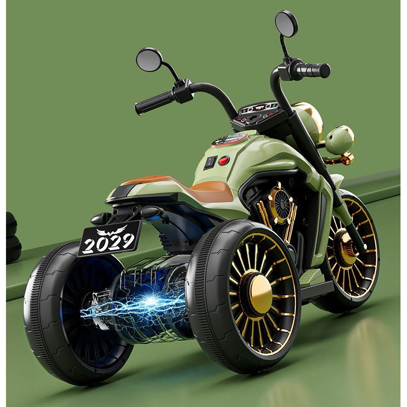 Motocicleta Electrica Flippy, cu Acumulator, Bluetooth, Sistem Anti-Rasturnare, Sistem de Lumini si Sunet, 1-8 Ani, 93 x 48 x 63 cm, Verde [6]