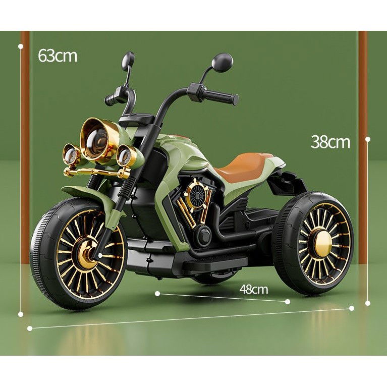 Motocicleta Electrica Flippy, cu Acumulator, Bluetooth, Sistem Anti-Rasturnare, Sistem de Lumini si Sunet, 1-8 Ani, 93 x 48 x 63 cm, Verde [15]
