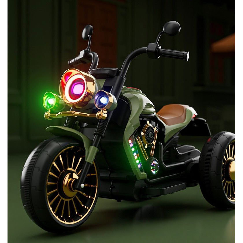 Motocicleta Electrica Flippy, cu Acumulator, Bluetooth, Sistem Anti-Rasturnare, Sistem de Lumini si Sunet, 1-8 Ani, 93 x 48 x 63 cm, Verde [4]