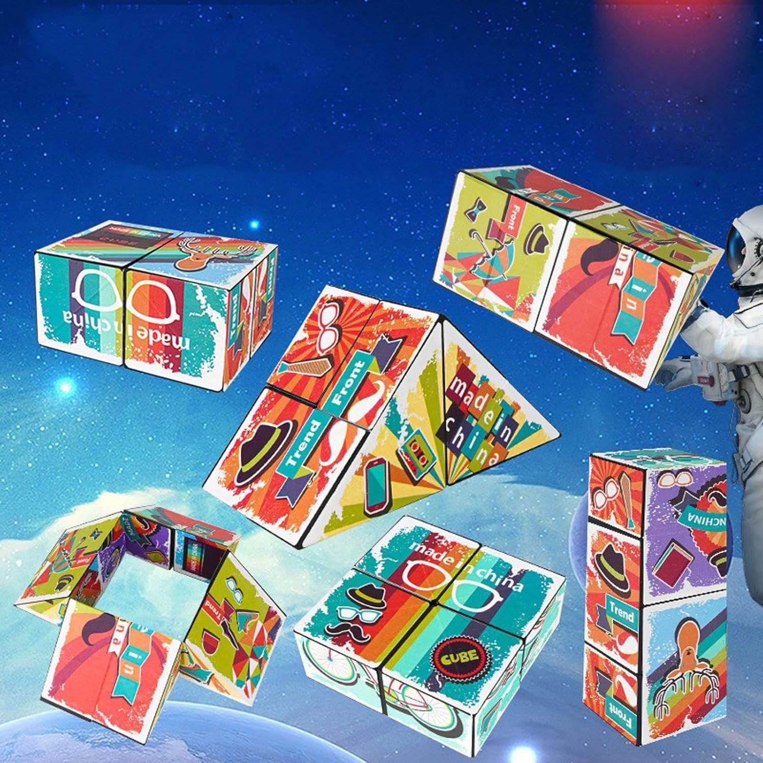 Jucarie Interactiva, Flippy, Magic Cube, Puzzle, Diferite Forme, Anti-stress, 8 x 8 x 3 cm, Multicolor [6]