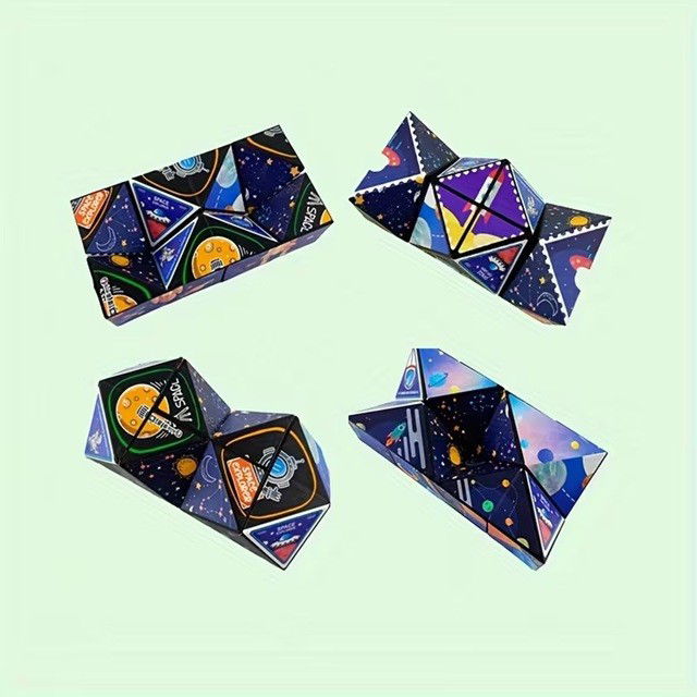 Jucarie Interactiva, Flippy, 3D Cub Rubik, Diferite Forme, Anti-stress, Tema Spatiu Cosmic, Multicolor [5]