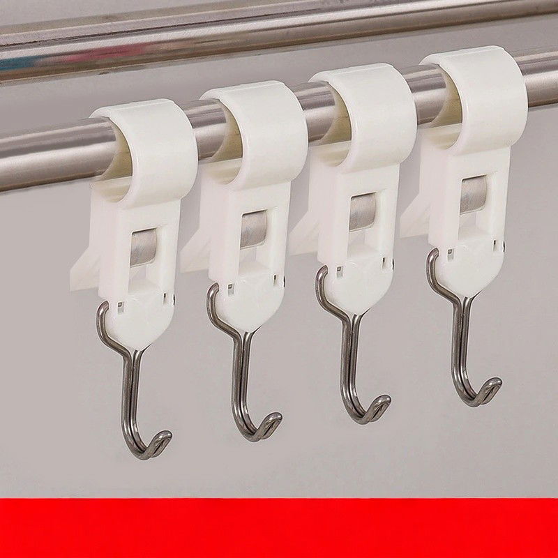 Set 4 Carlige Multifunctionale, Flippy, Tubulare, Pentru Baie/Bucatarie, din ABS, 8.7 x 3.5 cm, Alb [4]