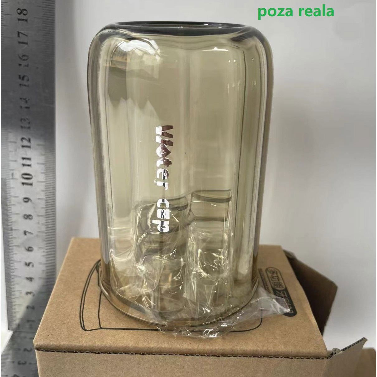 Articole pentru baie - Suport Multifunctional 2 in 1, Pahar si Suport pentru Periuta de Dinti, Flippy, Plastic, Dimensiune: 10.4 x 7.3 x 7.3 cm, Maro Galbui