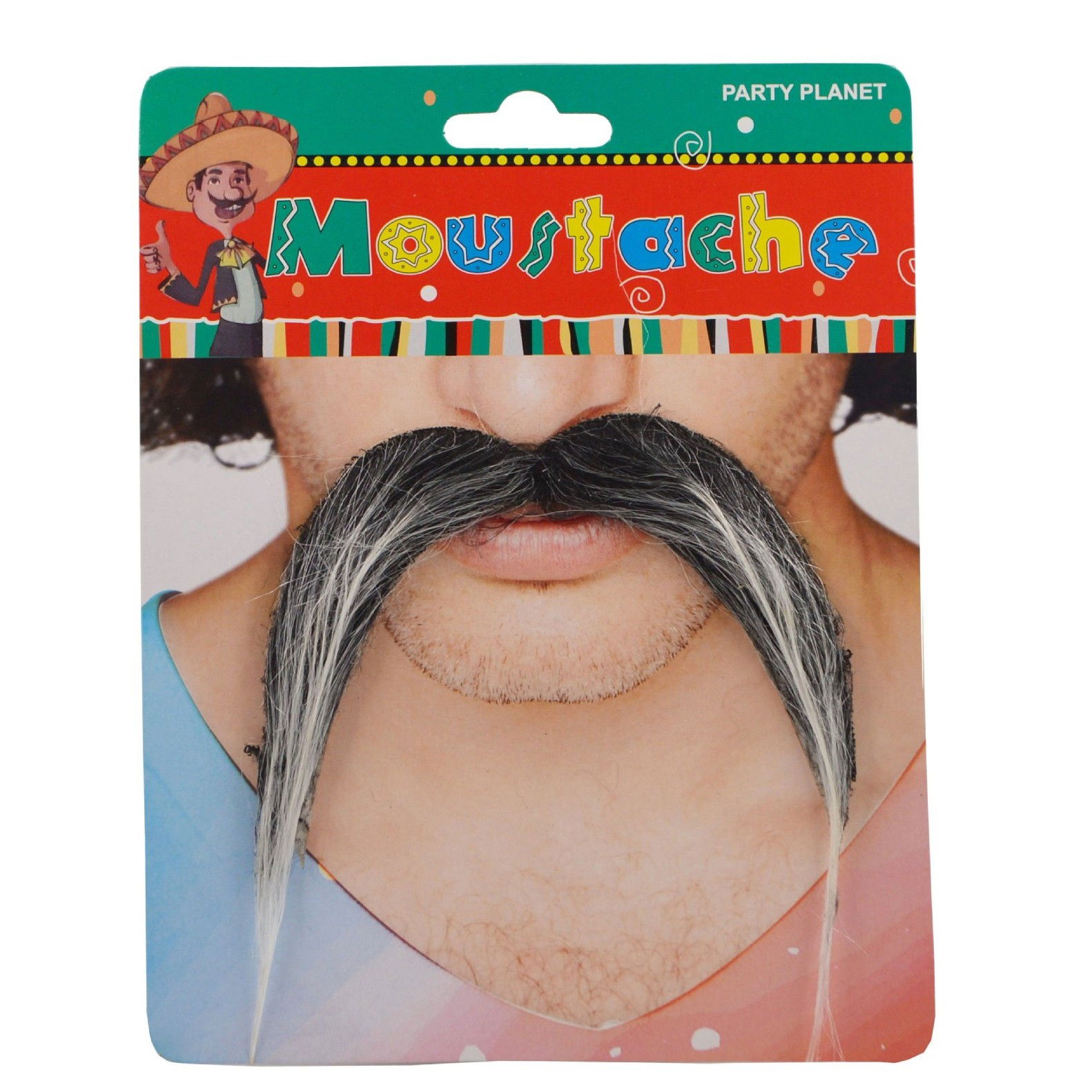 Petrecere - Mustata Falsa pentru Deghizari, Flippy, Petreceri Tematice, din Panza, Autoadeziv, 10 x 12 cm, Model Grizonat 3, Negru/Alb