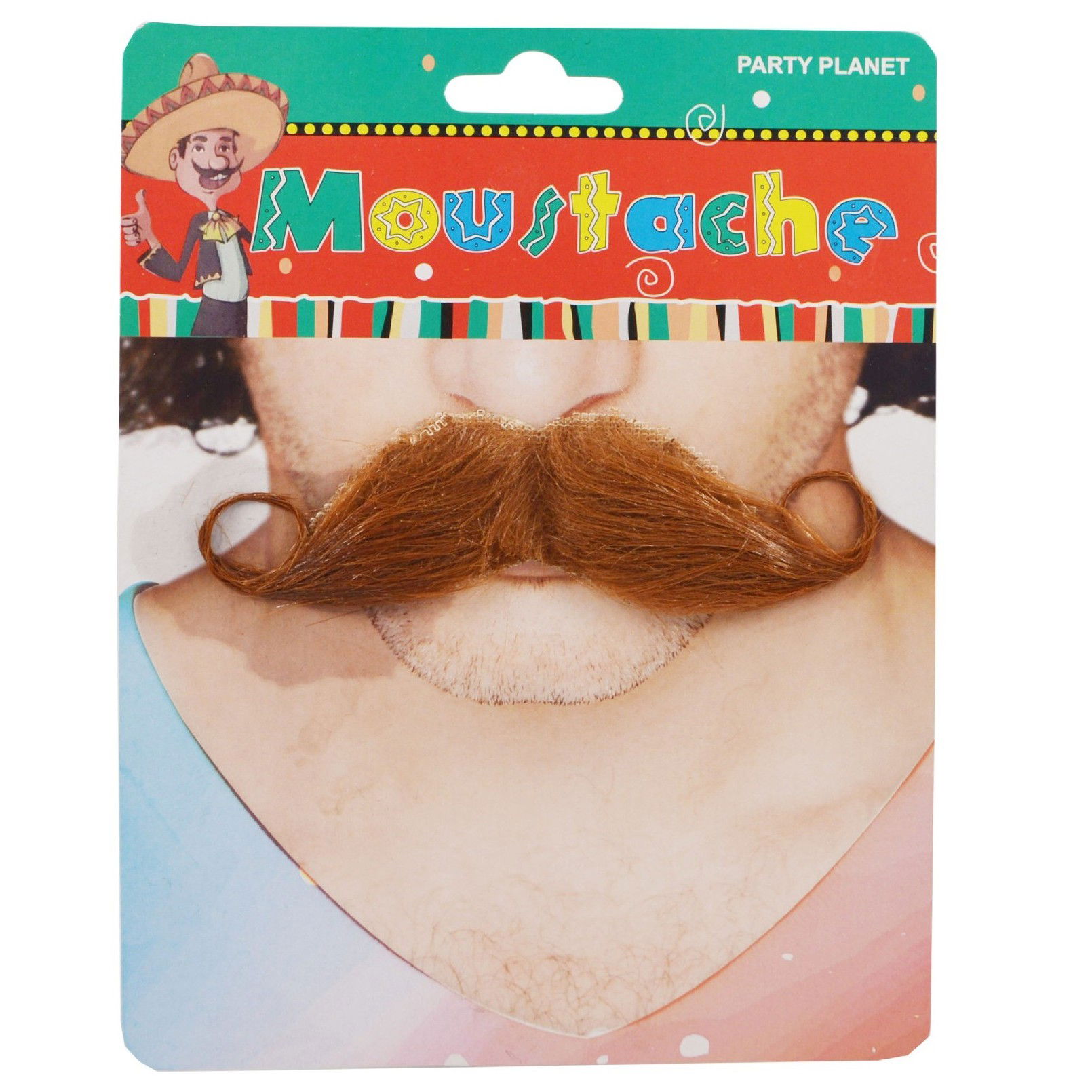 Costume si Deghizare - Mustata Falsa pentru Deghizari, Flippy, Petreceri Tematice, din Panza, Autoadeziv, 13 x 10 cm, Model Curbat, Maro