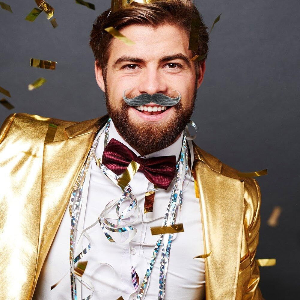 Mustata Falsa pentru Deghizari, Flippy, Petreceri Tematice, din Panza, Autoadeziv, 13 x 4 cm, Model Grizonat 1, Negru/Alb [5]