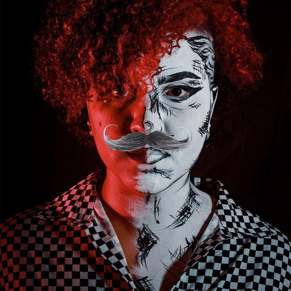 Mustata Falsa pentru Deghizari, Flippy, Petreceri Tematice, din Panza, Autoadeziv, 13 x 4 cm, Model Grizonat 1, Negru/Alb [4]