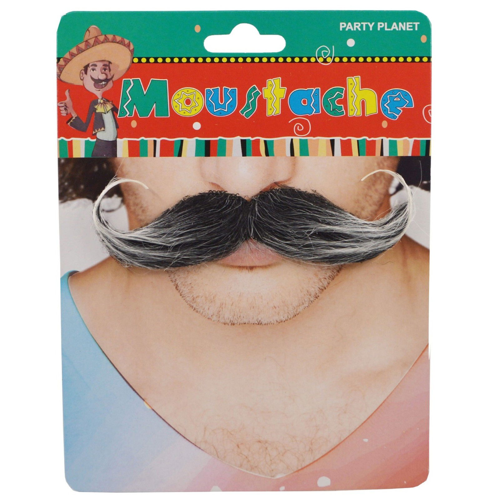 Costume si Deghizare - Mustata Falsa pentru Deghizari, Flippy, Petreceri Tematice, din Panza, Autoadeziv, 13 x 4 cm, Model Grizonat 1, Negru/Alb