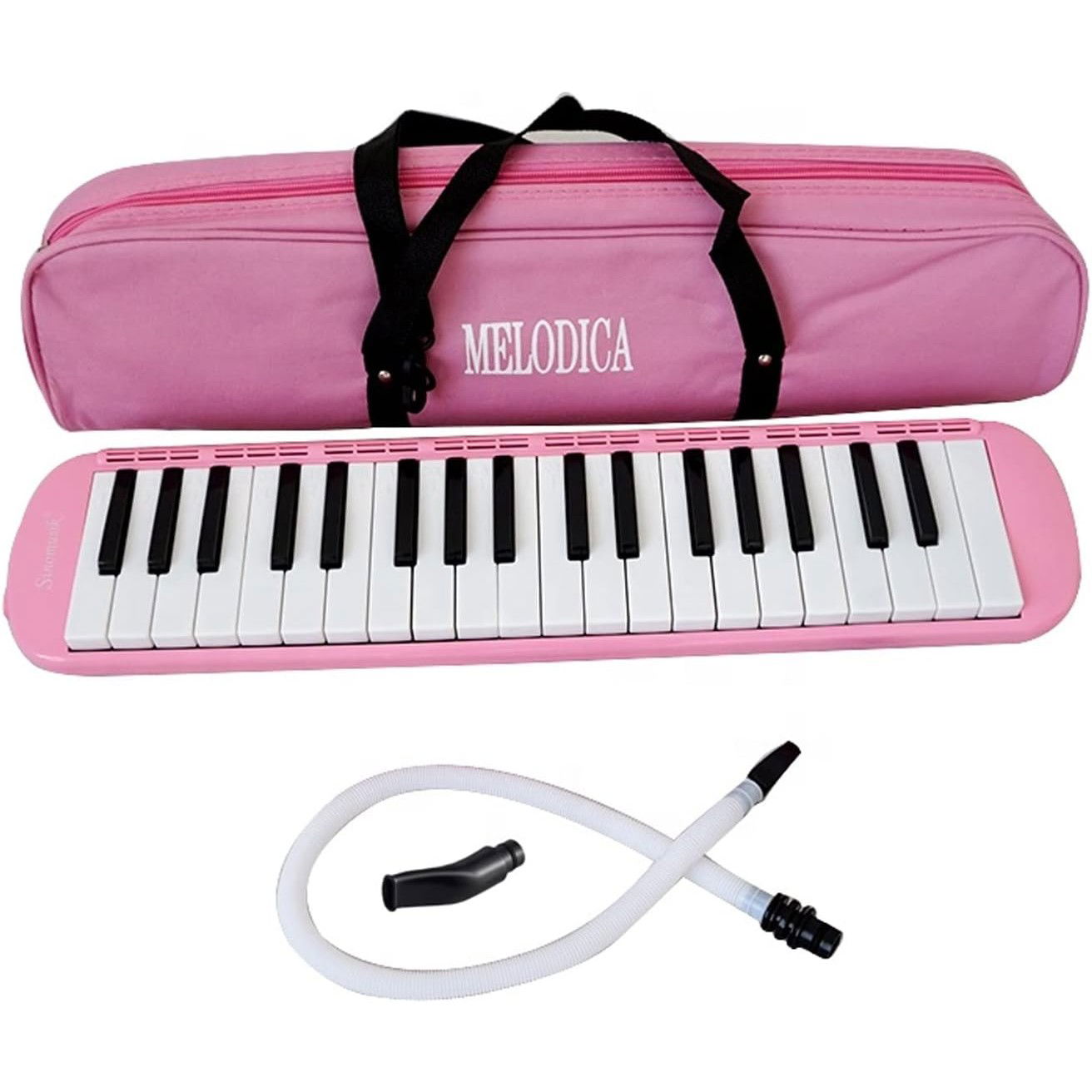 Jucarii Creative - Muzicuta Melodica 32 Clape, Flippy, din ABS, pentru Incepatori, 45 x 13 x 7 cm, Include Husa si Suflator, Roz