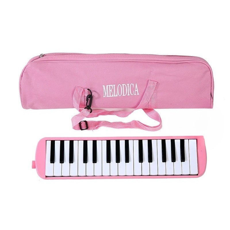 Jucarii Creative - Muzicuta Melodica 32 Clape, Flippy, din ABS, pentru Incepatori, 45 x 13 x 7 cm, Include Husa si Suflator, Roz