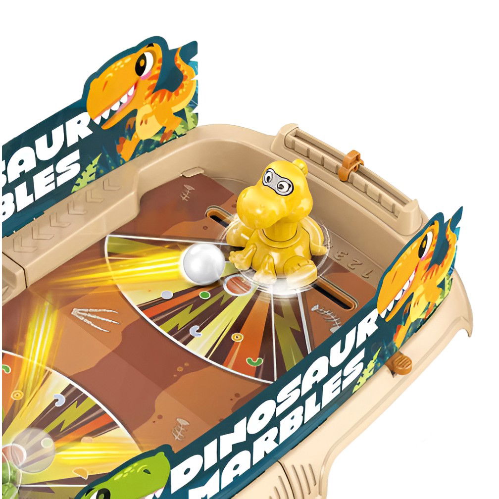 Joc de Masa Interactiv Dino Marbles pentru Copii, Flippy, 4 Mingi, Tabela Scor, 40.7x27x14 cm, Maro [3]