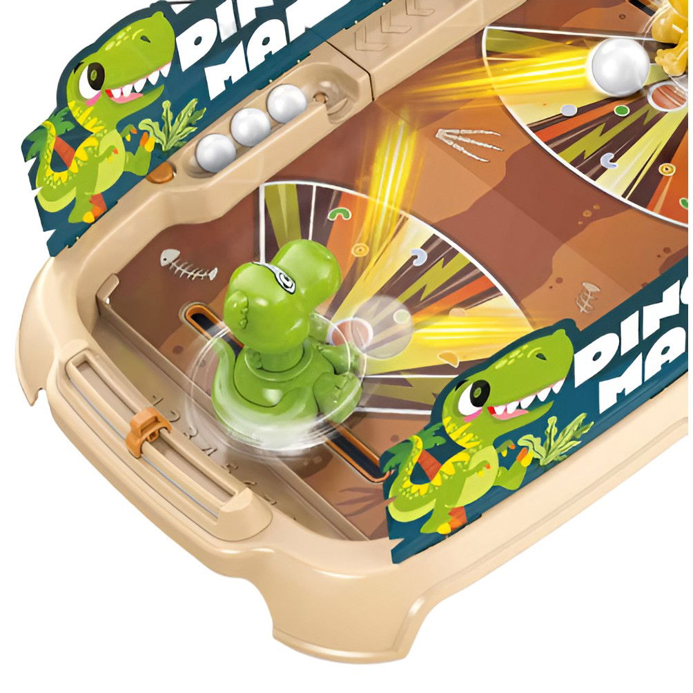 Joc de Masa Interactiv Dino Marbles pentru Copii, Flippy, 4 Mingi, Tabela Scor, 40.7x27x14 cm, Maro [4]