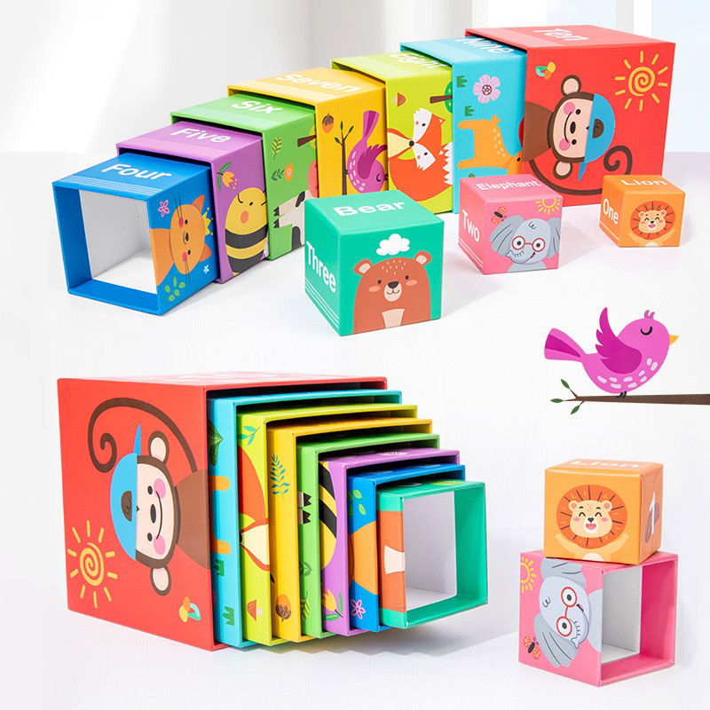 50 - 100 LEI - Jucarie de Construit, Flippy, Blocuri Stivuibile, +3 Ani, 10 Cutii, Invatare numere 1-10, 13.4 x 13.4 x 13.4 cm, Multicolor