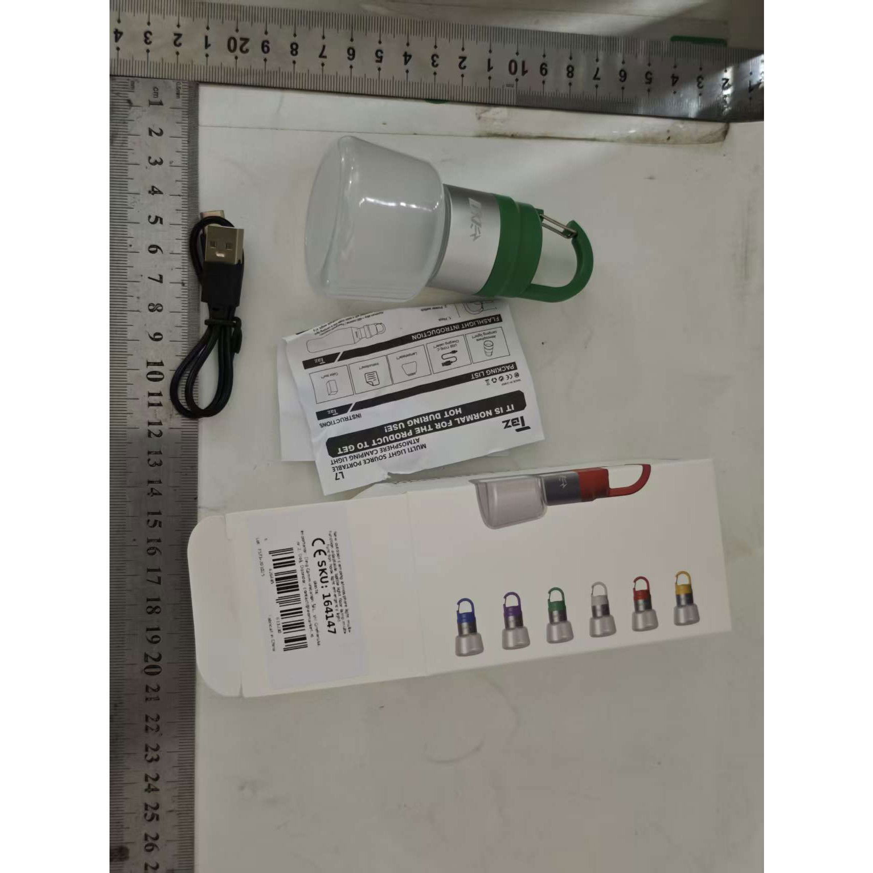 Lampa Portabila, Flippy, de Voiaj/Camping, Incarcare USB, IPX5, LED RGB, din ABS, 300 mAh, 10 x 5.5 x 5.5 cm, Verde [6]