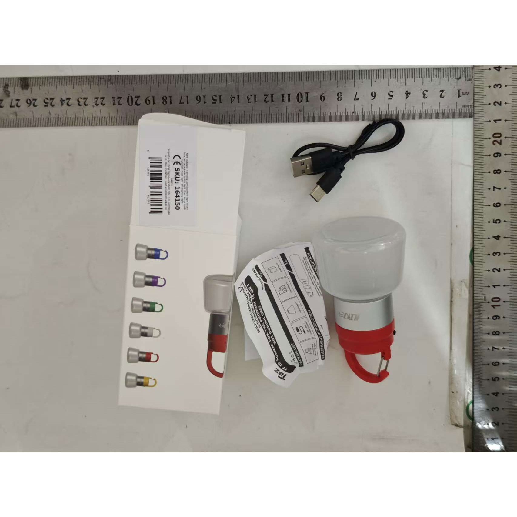 Lampa Portabila, Flippy, de Voiaj/Camping, Incarcare USB, IPX5, LED RGB, din ABS, 300 mAh, 10 x 5.5 x 5.5 cm, Rosu [6]