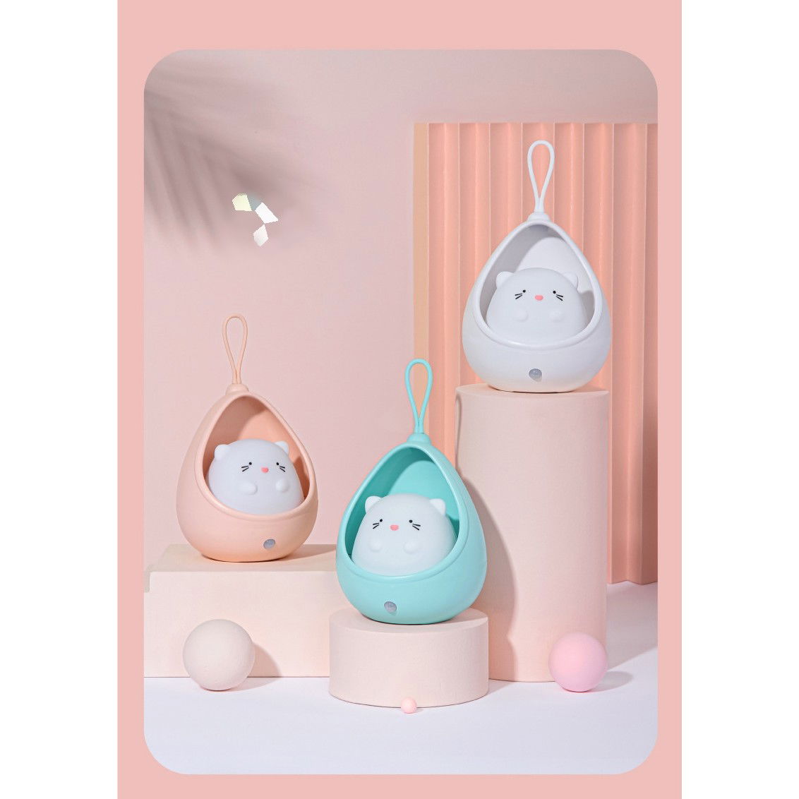 Lampa de veghe portabila cu 2 moduri de functionare Flippy, silicon non-toxic, reincarcabila USB, senzor miscare, alb, iepuras [10]