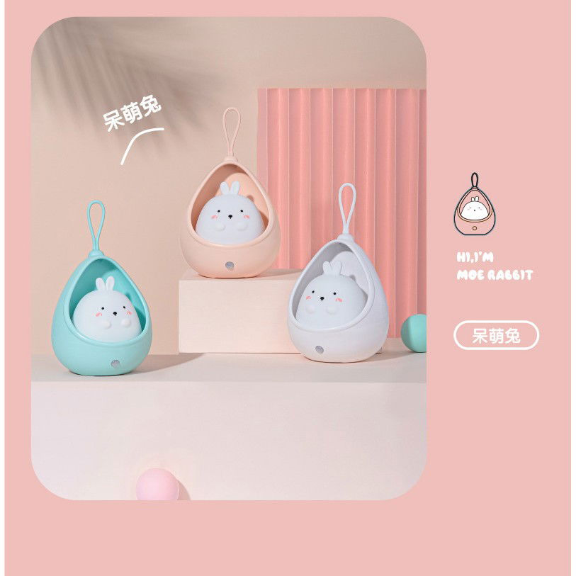 Lampa de veghe portabila cu 2 moduri de functionare Flippy, silicon non-toxic, reincarcabila USB, senzor miscare, alb, iepuras [11]