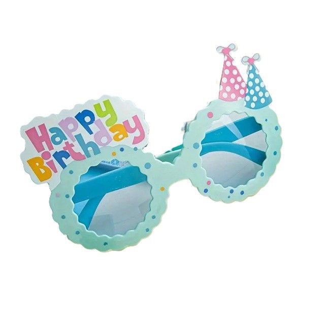 Petrecere - Ochelari Decorativi, Flippy, pentru Petrecere, din ABS, Unisex, Model Happy Birthday, 13.5 x 8.5 cm, Albastru cu Lenile Albastre