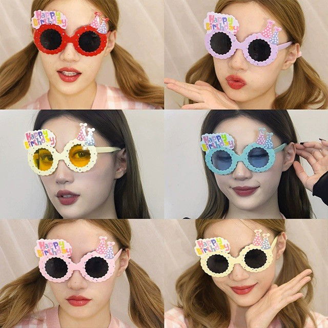 Ochelari Decorativi, Flippy, pentru Petrecere, din ABS, Unisex, Model Happy Birthday, 13.5 x 8.5 cm, Albastru [3]