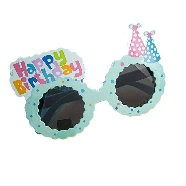 Ochelari Decorativi, Flippy, pentru Petrecere, din ABS, Unisex, Model Happy Birthday, 13.5 x 8.5 cm, Albastru [1]