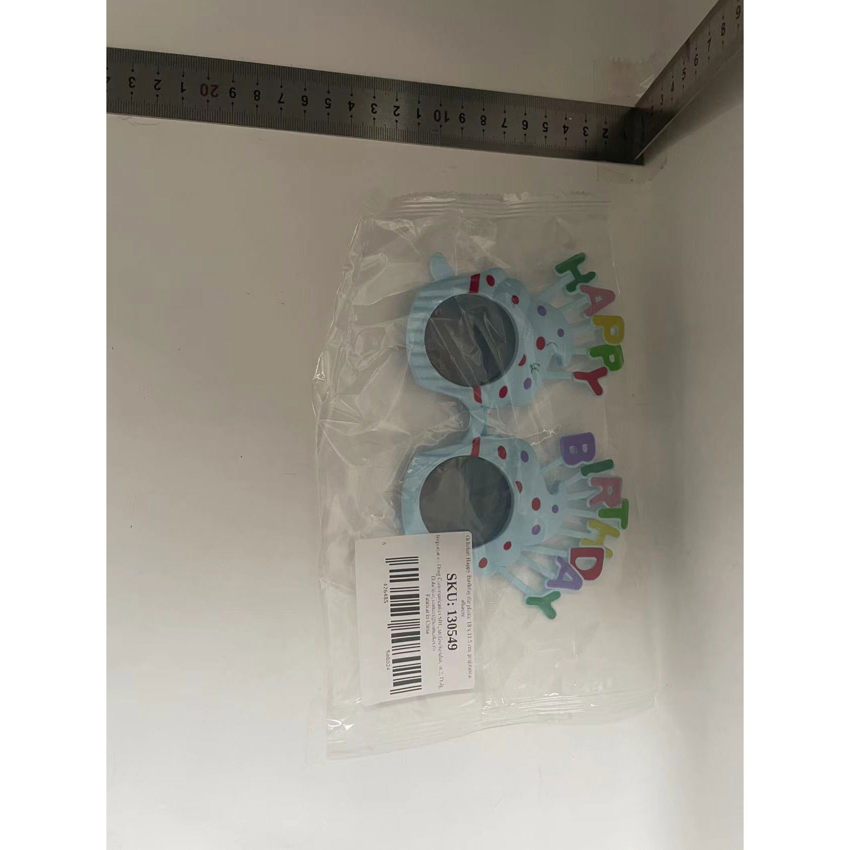 10 - 25 LEI - Ochelari Happy Birthday, Flippy, Tematica Aniversare, Protectie Soare, din Plastic, Model Prajiturele, 18.5x11.5 cm, Albastru