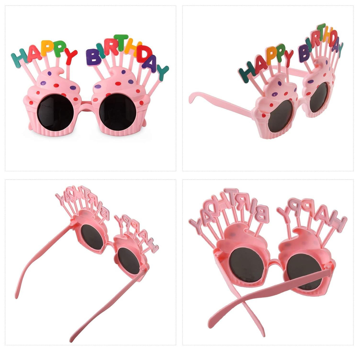 Ochelari Happy Birthday, Flippy, Tematica Aniversare, Protectie Soare, din Plastic, Model Prajiturele, 18.5x11.5 cm, Roz [6]