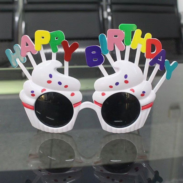 Ochelari Happy Birthday, Flippy, Tematica Aniversare, Protectie Soare, din Plastic, Model Prajiturele, 18.5x11.5 cm, Alb [8]