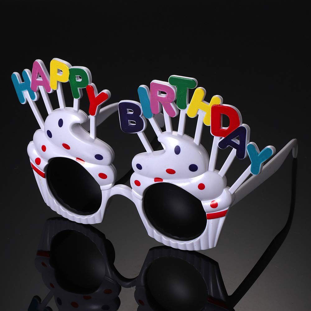Ochelari Happy Birthday, Flippy, Tematica Aniversare, Protectie Soare, din Plastic, Model Prajiturele, 18.5x11.5 cm, Alb [3]