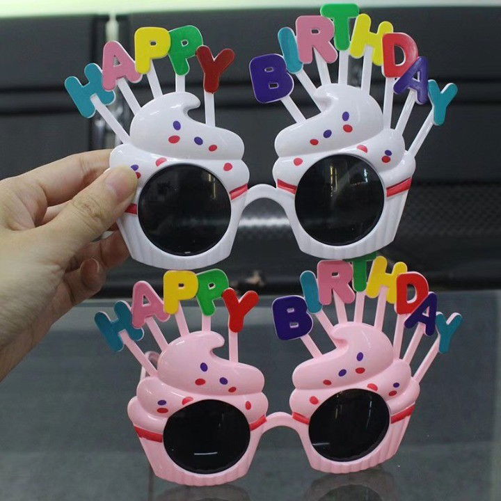 Ochelari Happy Birthday, Flippy, Tematica Aniversare, Protectie Soare, din Plastic, Model Prajiturele, 18.5x11.5 cm, Alb [7]