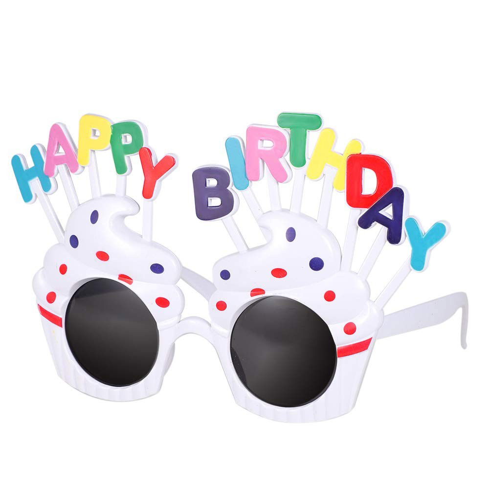 Ochelari Happy Birthday, Flippy, Tematica Aniversare, Protectie Soare, din Plastic, Model Prajiturele, 18.5x11.5 cm, Alb [6]