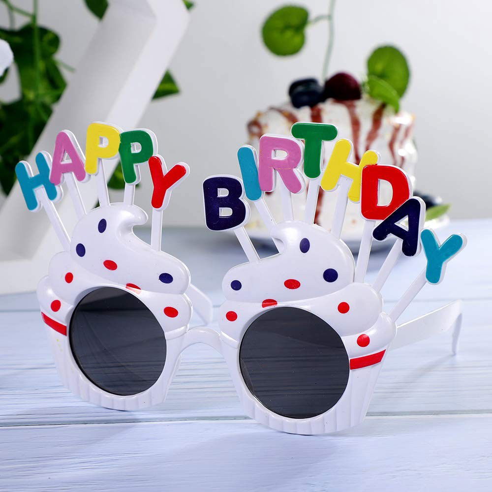 Ochelari Happy Birthday, Flippy, Tematica Aniversare, Protectie Soare, din Plastic, Model Prajiturele, 18.5x11.5 cm, Alb [4]