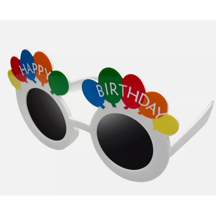 Ochelari Rotunzi Happy Birthday, Flippy, Tematica Aniversare, Protectie Soare, din Plastic, 18.5x11.5 cm, Alb [5]