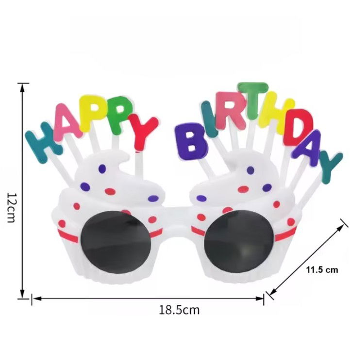 Ochelari Rotunzi Happy Birthday, Flippy, Tematica Aniversare, Protectie Soare, din Plastic, 18.5x11.5 cm, Alb [6]