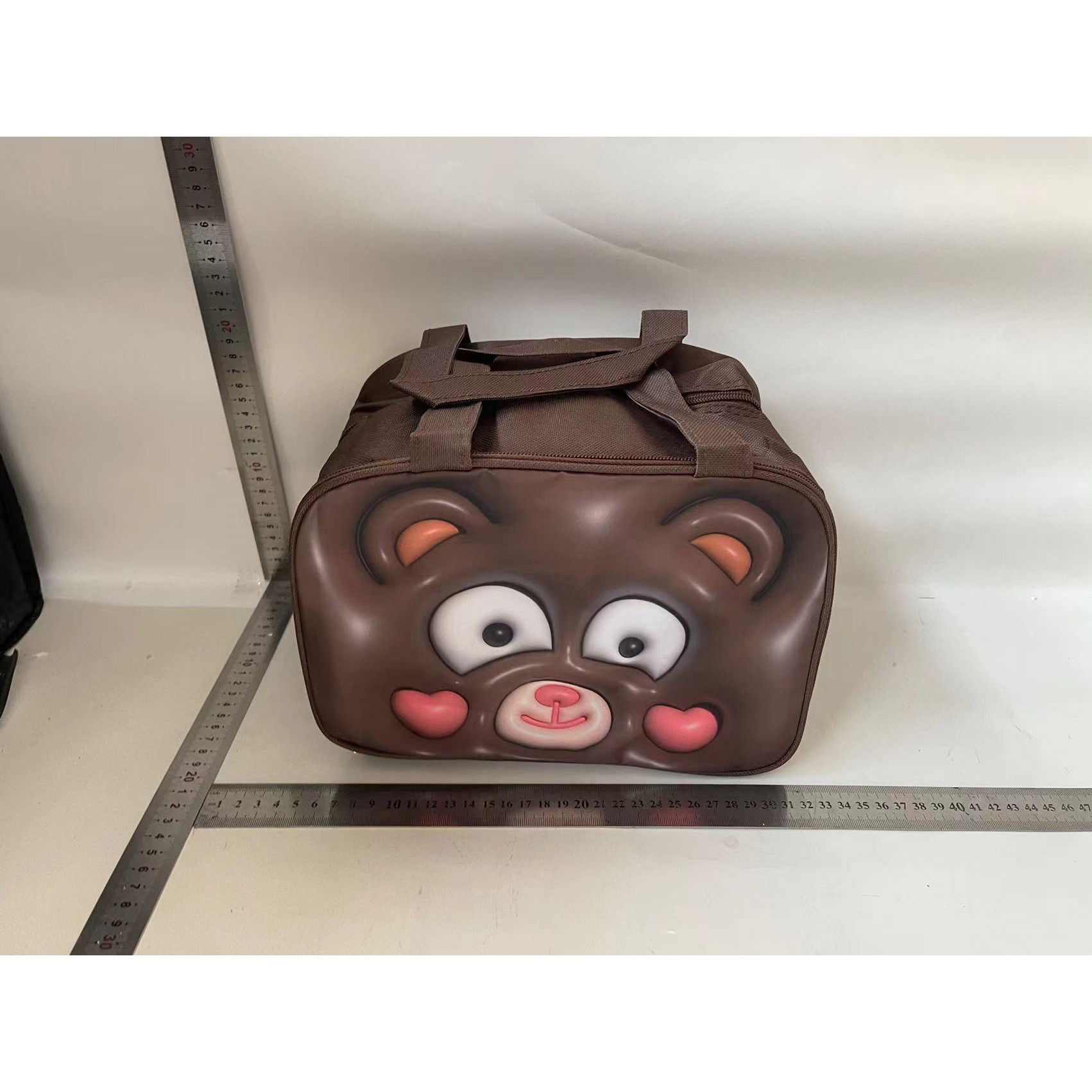 Pentru casa - Geantă Frigorifică, Flippy, cu Desene Animat 3D, Portabilă pentru Copii, de Prânz, din Pânză Oxford, 27.5x18x20 cm, Model Ursulet, Maro