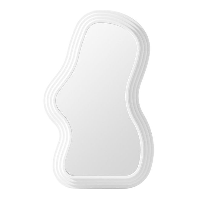 50 - 100 LEI - Oglinda de Perete, Flippy, Decorativa, pentru Baie, Dormitor, Sufragerie, Model Minimalist, Forma Asimetrica, 40.3x26 cm, Alb